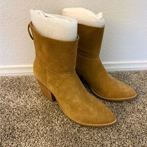 Matisse Camel Suede Mid-Calf Block Heel Boots